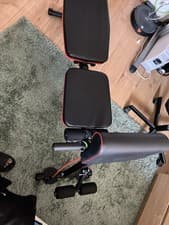 Adjustable Weight Bench with Leg Extension, Steel/Foam, Black/Red