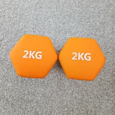 BestFor Fitness 2 x 2kg Orange Hex Fixed Weight Dumbbells Pair (2)