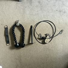 3pc Cable Machine Attachments Set Tricep Rope Cable Strap Black Metal/Nylon