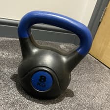 8 kg Black Blue Plastic Kettlebell Ergonomic Handle Gym Training Weight Lifting