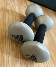 adidas 2kg Fixed Weight Rubber Dumbbells Pair (Set of 2) Grey/Black