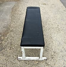 Flat Weight Bench Padded Black Pad White Metal Frame Gym Training Weight Lifting