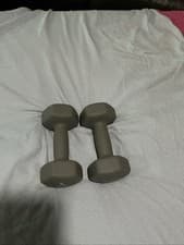 2 x 5kg Lifting Weights Grey Dumbbells