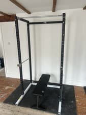 Rip x  Squat Rack with Bench Press and Pull-Up Bar, black and white