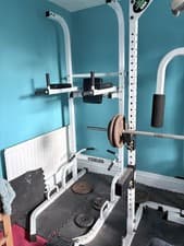 Sportline White Steel Power rack with Pull-Up Bar & Dip Station