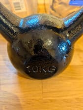 10kg Black Cast Iron Kettlebell with Ergonomic Handle - Gym & Weight Lifting