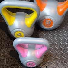 Kettlebells Set of 3 2kg 4kg 8kg Grey with Pink Yellow Orange Handles