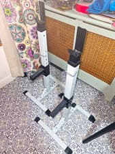 HOMCOM Adjustable Steel Squat Stand Pair 150kg Max White/Black/Grey