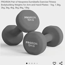 PROIRON Neoprene Dumbbells Pair 2 x 5KG Fixed Weight Set Grey