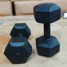 Plastic Dumbbells 3kg x2 Pair Coated Weights USED EX-COMPETITION