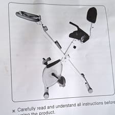 Upright Folding Exercise Bike with Backrest, Adjustable Seat, White/Black