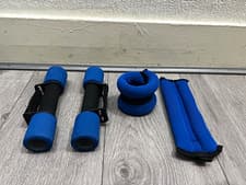 Neoprene Wrist & Ankle Weights Set 2kg Blue/Black Adjustable Straps