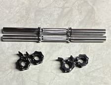 Steel Olympic Barbell Silver/Black with 2 Pairs Locking Olympic Collars Set