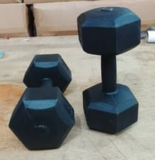 Plastic Hex Dumbbells 5kg x2 Pair Coated Weights USED EX-COMPETITION