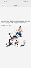 WARMOUNTS 4-in-1 Folding Rowing Machine, LCD Display, 120kg, Black/Red