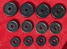 YB YORK Cast Iron WEIGHT PLATES 4 x 2.5 1.25 0.5 KG for 1" dumbbell barbell