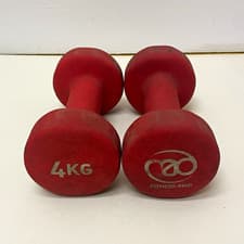 Fitness-Mad 4kg Each Red Fixed Weight Dumbbells Pair (2) Gym & Weight Lifting