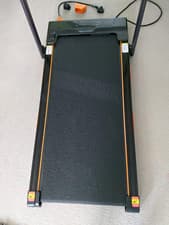 Compact Foldaway Electric Treadmill w/ Remote, Handrails & Console, Black/Orange