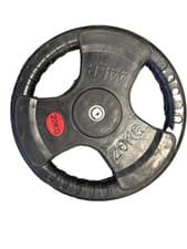 20kg Olympic Weight Plate 2 Inch Tri Grip Rubber Disc Black Barbell Weights